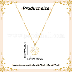 2Pcs 2 Colors 304 Stainless Steel Hollow Rose Pendant Necklaces Set for Women&nbsp;NJEW-AN0001-87