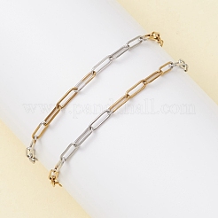 2Pcs 304 Stainless Steel Two Tone Paperclip Chains Bracelets for Women&nbsp;BJEW-JB12741