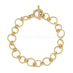 Brass Diamond Cut Textured Round Link Chain Bracelets for Women&nbsp;BJEW-JB14115