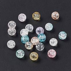透明クラックガラスビーズ  ラウンド  ミックスカラー  8x7.5mm  穴：1.6mm  約1515個/1000g&nbsp;GLAA-P029-01