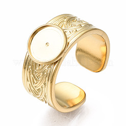 304 Stainless Steel Open Cuff Finger Ring Cabochon Settings&nbsp;STAS-T060-05G