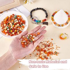 ガラスラウンドビーズ2袋セット  カラフルでひび割れたファセットラウンド  ガラスシードビーズで  diy ブレスレットジュエリーメイキング  オレンジ  1~10mm  40 G /袋&nbsp;JX547G