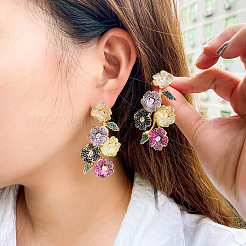 Brass Cubic Zirconia Stud Earrings&nbsp;FS-WGD1E91-01