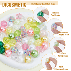 46Pcs 25 Colors Acrylic with ABS Plastic Imitation Pearl with Resin  Round Beads&nbsp;OACR-DC0001-25
