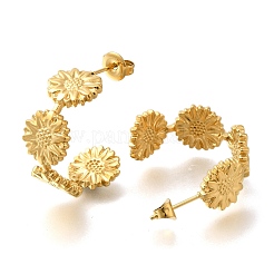 Ion Plating(IP) 304 Stainless Steel Flower Stud Earrings for Women&nbsp;EJEW-S227-52G