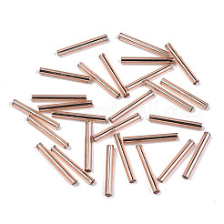 電気メッキガラスラッパビーズ  丸い穴  メタリックカラー  ローズゴールドメッキ  17.5~20x1.5~2.5mm  穴：0.5~1mm  約2250個/袋&nbsp;SEED-S043-02C-03
