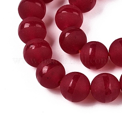 Frosted Natural White Jade Beads Strands&nbsp;G-T138-8mm-209B
