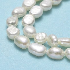 天然養殖淡水パールビーズ連売り  研磨両側  リネン  5~6x4x2.5~3mm  穴：0.6mm  約65~72個/連  14.57''（37センチメートル）&nbsp;PEAR-A005-13B-01