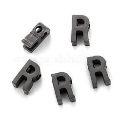 304ステンレススチールチャームイオンプレーティング（IP）  アルファベット  電気泳動黒  文字.r  8x4.5x3mm  穴：1.8mm&nbsp;STAS-K216-41R-EB