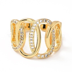 Cubic Zirconia Interlocking Oval Open Cuff Ring&nbsp;RJEW-H101-31G