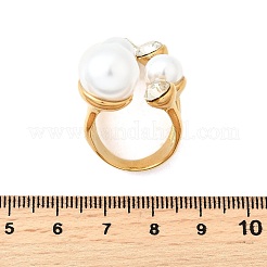 304 Stainless Steel & Cubic Zirconia & Plastic Cuff Rings for Women&nbsp;RJEW-M102-01G