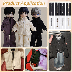 16個 8色 衣服アクセサリー  ナイロン閉口ジッパー  亜鉛合金ジッパープラー付き  ファスナー部品  ミックスカラー  40x22x1.5~4mm  2個/カラー&nbsp;FIND-FG0005-59