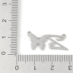 変色しない304ステンレススチールペンダント  文字と蝶のチャーム  文字Z  10.5x24.5x0.9mm  穴：1.2mm&nbsp;STAS-L279-002P-Z