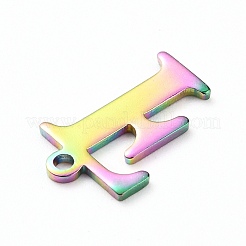 イオンプレーティング（IP）304ステンレススチールチャーム  レーザー切断  アルファベット  虹色  文字.f  12.5x8x0.7mm  穴：1mm&nbsp;STAS-H112-F-M