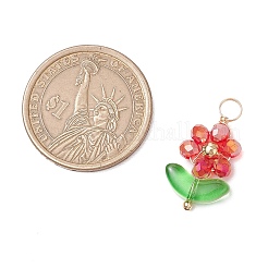 7個透明ガラスペンダント  花  金色の銅線付き  多面カット  ミックスカラー  24~25x13.5x4mm  穴：4mm&nbsp;PALLOY-JF03209