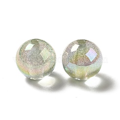 UVメッキ透明レインボー虹色アクリルビーズ  キラキラビーズ  ラウンド  ダークシーグリーン  15.5~16x15.5mm  穴：2.6~2.7mm&nbsp;OACR-D010-01G