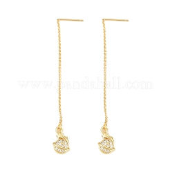 Planet with Star Brass Micro Pave Clear Cubic Zirconia Ear Thread&nbsp;EJEW-H182-07G