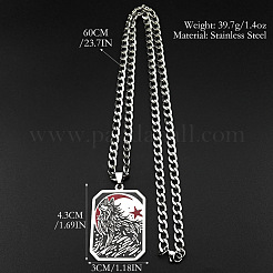 304ステンレススチール製エナメル加工の黒いオオカミのドッグタグペンダントネックレス（男性用）  銀  23.62インチ（60cm）&nbsp;WG9808E-01