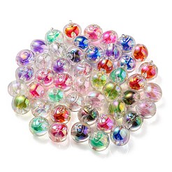 UVメッキレインボー虹色アクリルビーズ  ツートンカラーの二層ビーズ  フルーツ  ミックスカラー  16x15.5x16.5mm  穴：3.5mm&nbsp;OACR-A014-02