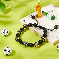 6個 2色 304ステンレススチール ヨーロピアンビーズ  大穴ビーズ  サッカー  ミックスカラー  9.5x8.5mm  穴：4.5mm  3個/カラー&nbsp;OPDL-UN0001-07