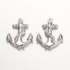 変色しにくい316サージカルステンレスペンダント  アンカー  ステンレス鋼色  24x18.5x3mm  穴：1mm&nbsp;STAS-K096-06P