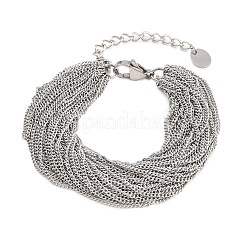 304 Stainless Steel Cuban Chain Multi-strand Bracelets for Women&nbsp;BJEW-D460-01P