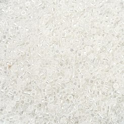 不透明色光沢ガラスシードビーズ  シリンダー  ホワイト  1.6x1.3mm  穴：0.8mm  約60000個/ポンド&nbsp;SEED-H003-12I