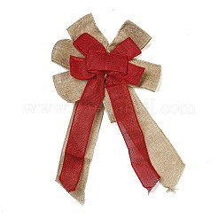 クリスマスリネンの大きな蝶結びペンダント飾り  クリスマスツリーの吊り下げ飾り用  レッド  370x240x29mm&nbsp;AJEW-M041-03D