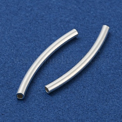 925純銀製のチューブビーズ  カーブチューブ  銀  20x1.5mm  穴：1mm  約55個/10g&nbsp;STER-D035-12S-04