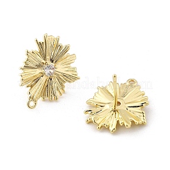 Brass Micro Pave Cubic Zirconia Stud Earring Findings&nbsp;KK-K371-39G
