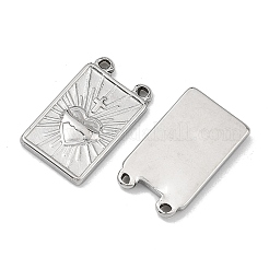 宗教 304 ステンレス ペンダント  聖心と十字架のチャームが付いた長方形  ステンレス鋼色  18x11x2mm  穴：1.2mm&nbsp;SA-B006-07P-B