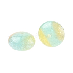オペーク樹脂ビーズ  ロンデル  グリッターパウダー付き  淡いターコイズ  6x10mm  穴：1.6mm&nbsp;RESI-U013-01D