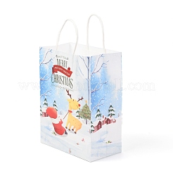 クリスマステーマクラフト紙袋  ハンドル付き  ギフトバッグやショッピングバッグ用  鹿の模様  35cm&nbsp;ABAG-H104-D07