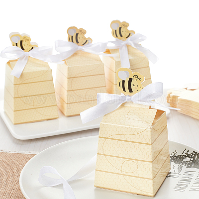 Paper with Polyester Ribbon Bees Candy Boxes&nbsp;CON-WH0079-70-1