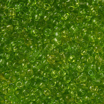 ガラスシードビーズ  トランスペアレント  ラウンド  緑黄  8/0  3mm  穴：1mm  約666粒/30g&nbsp;X2-SEED-A004-3mm-4-1