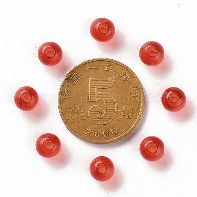 透明なアクリルビーズ  ラウンド  レッド  6x5mm  穴：1.8mm  約4400個/500g&nbsp;MACR-S370-A6mm-712-1
