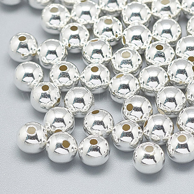925スターリングシルバービーズ  ラウンド  銀  6mm  穴：1.8mm&nbsp;STER-T002-237S-6mm-1