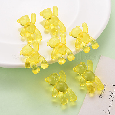 透明なアクリルビーズ  クマ  きいろ  37x28x13mm  穴：2.5mm  約133個/500g&nbsp;MACR-S373-01B-916-1