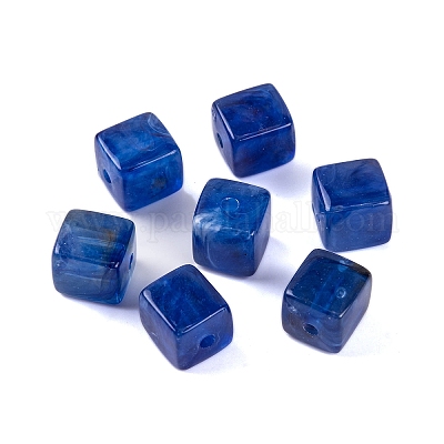 アクリルビーズ  イミテーション翡翠  キューブ  ミディアムブルー  9x8x8mm  穴：2mm  833個/ 500g&nbsp;OACR-H120-01K-1