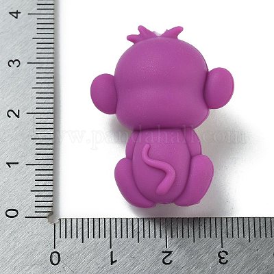 シリコンビーズ  サル  暗紫色  32.5x26x15.5mm  穴：2mm&nbsp;SIL-Q027-03D-1