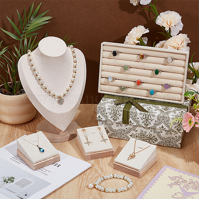 ラグジュアリー ジュエリーディスプレイセット ベルベット 店舗什器 展示用 ジュエリースタンドセット ベルベットリングディスプレイスタンド3個