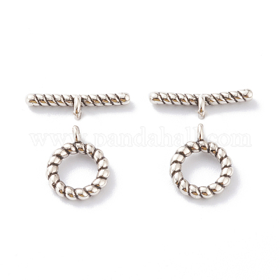 真鍮製マンテル  バー＆リング  アンティークシルバー  リング：13.5x10.5x2mm  バー：17.5x4x5.5mm  穴：1.8mm&nbsp;KK-A149-18AS-1