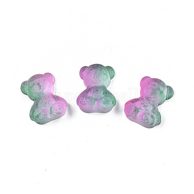 クリアアクリルカボション  ツートン  クマ  ミディアムシーグリーン  17x13x7mm&nbsp;TACR-N006-15A-02-1