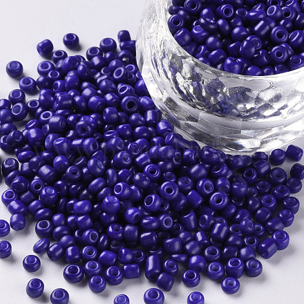 焼付塗装ガラスシードビーズ  ブルー  8/0  3mm  穴：1mm  約10000個/袋&nbsp;SEED-S002-K6-1