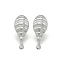 Non-Tarnish 304 Stainless Steel Stud Earring Findings, with Loop, Stainless Steel Color, 21.5x9mm, Hole: 1.4mm, Pin: 0.8mm