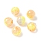 Two Tone Transparent Acrylic Beads, Hand Painted Beads, Round, with Glitter Powder & Enamel, Champagne Yellow, 15x14mm, Hole: 3mm