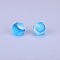 Colorful Pattern Printed Silicone Beads, Blue, 17x22.5x23mm, Hole: 3mm