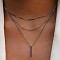 Alloy 3 Layer Necklaces for Women, Gunmetal, Rectangle, 15.35~17.72 inch(39~45cm)