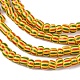 手作りランプワークビーズ連売り  3トーン  コラム  ゴールド  3~4.5x2~4mm  穴：0.8mm  約99~103個/連  15.35インチ（39cm）&nbsp;BLOW-K001-01A-19-2