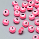 樹脂ビーズ  フラットラウンド  ナザールボンジュウ  ショッキングピンク  7.5~8x5~6mm  穴：1.8~2mm&nbsp;RESI-S339-6x8-04-1